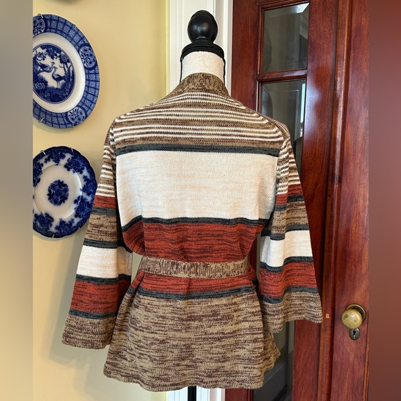 Vintage 1970s Space Dye Western Wrap Style Bell Sleeve Cardigan - Picture 3 of 8
